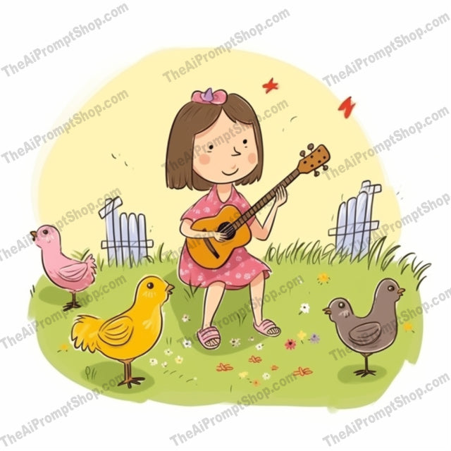 AI Midjourney Prompt for C174 - Storybook Illustrations - Chickens and Music