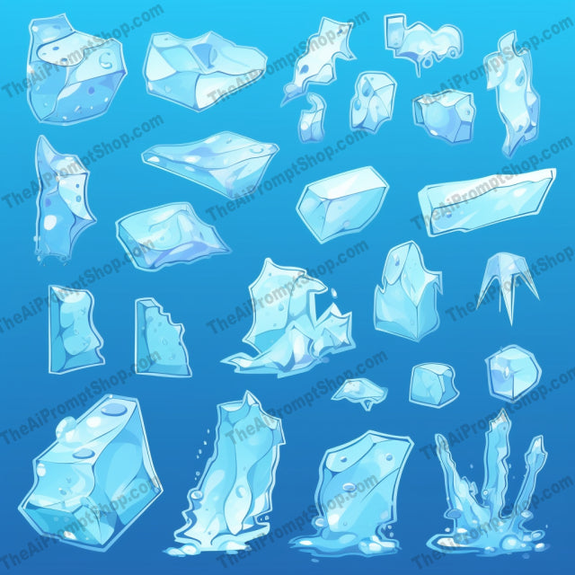 AI Midjourney Prompt for Flat Style Ice Elements