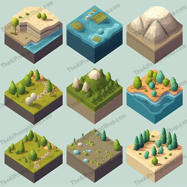 AI Midjourney Prompt for Ground Level Icon Set