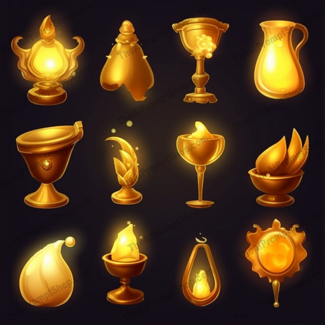 AI Midjourney Prompt for Pixie Gold Icons