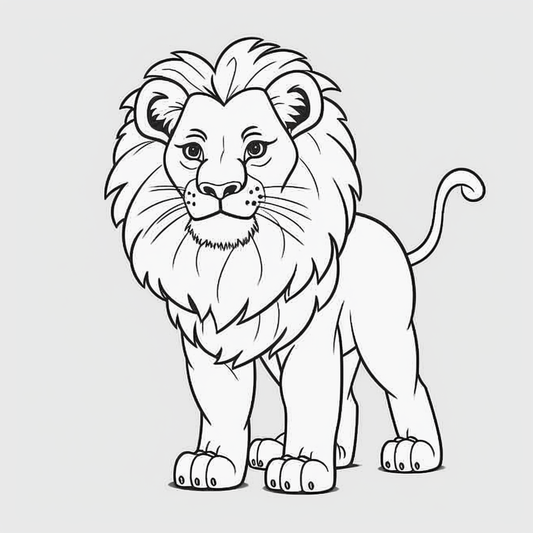 AI Midjourney Prompt for Coloring Page - Cartoon Animal Coloring Sheet