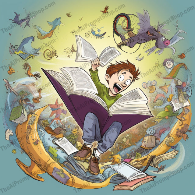 AI Midjourney Prompt for C1  - Storybook Illustrations - Bookish Tornado Toys