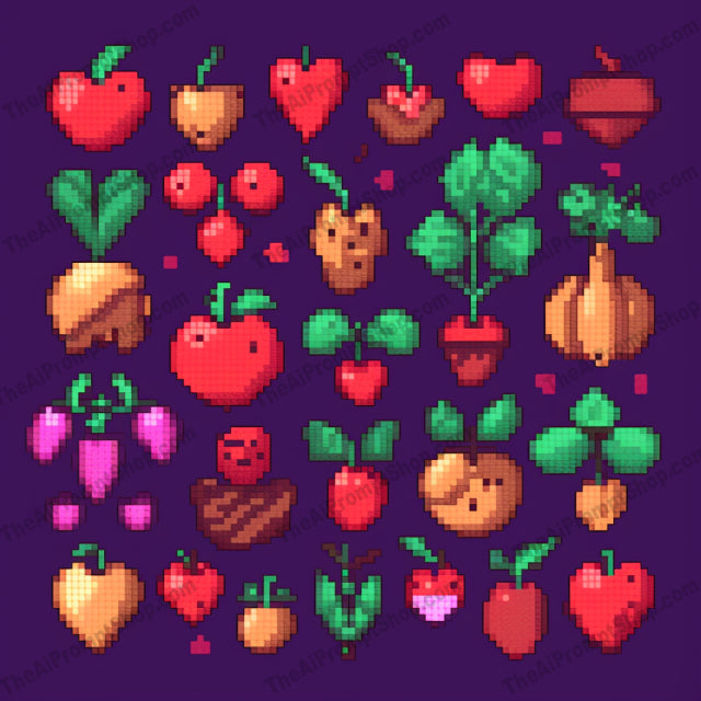 AI Midjourney Prompt for Pixel Art Hearts and Cherries