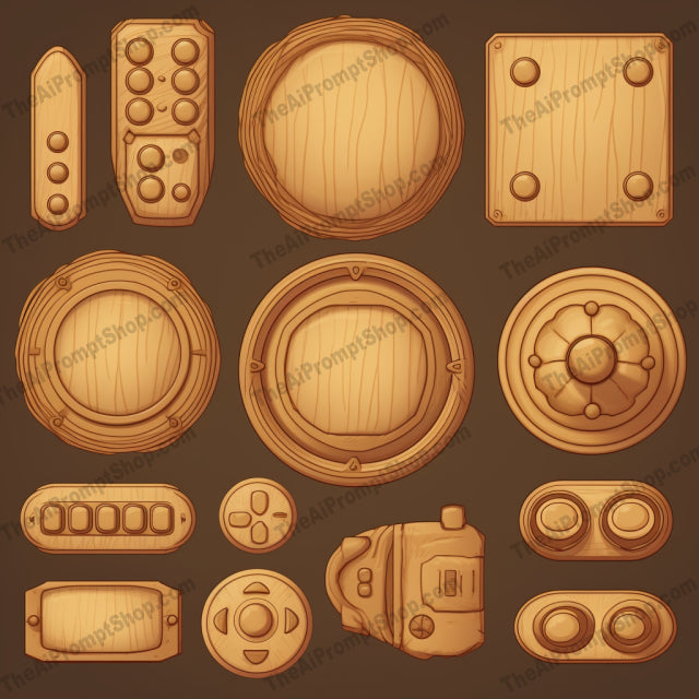 AI Midjourney Prompt for Animated Wooden Game Buttons