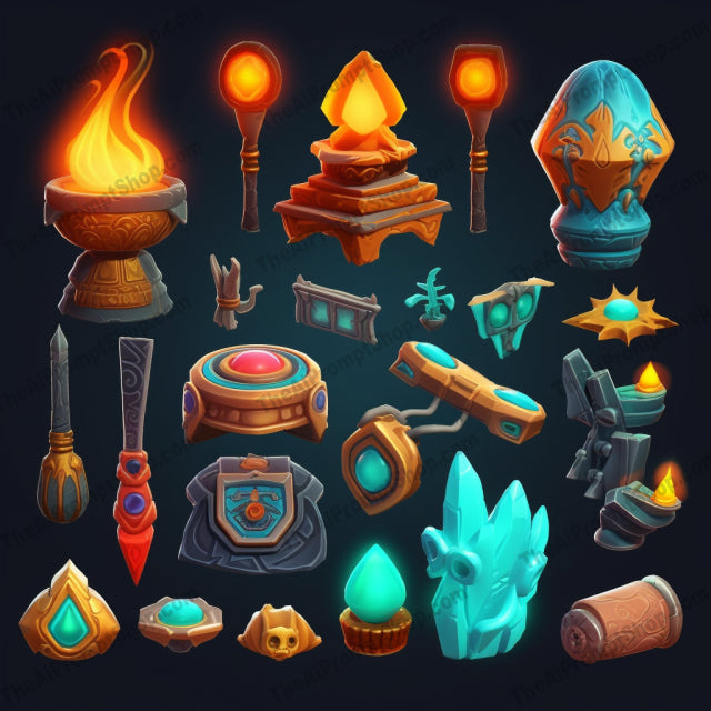 AI Midjourney Prompt for Iconographic Game Objects