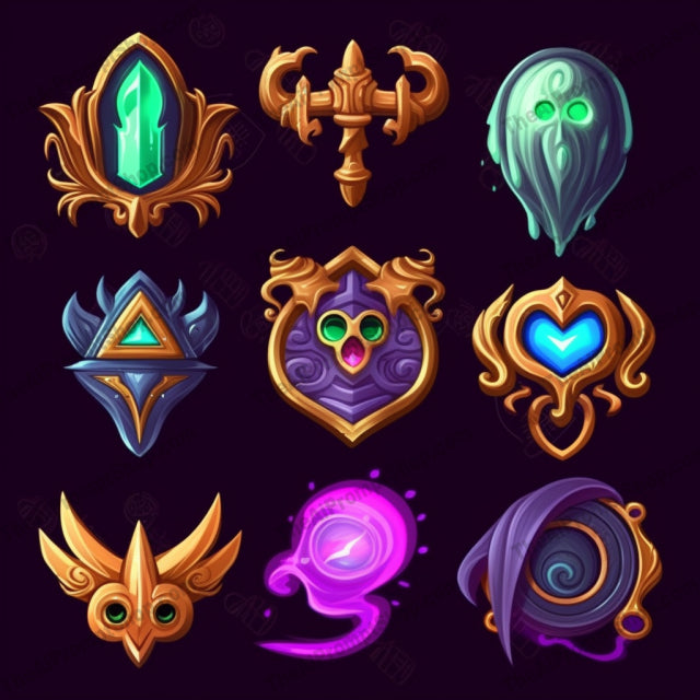 AI Midjourney Prompt for Fantasy Realism Icon Set