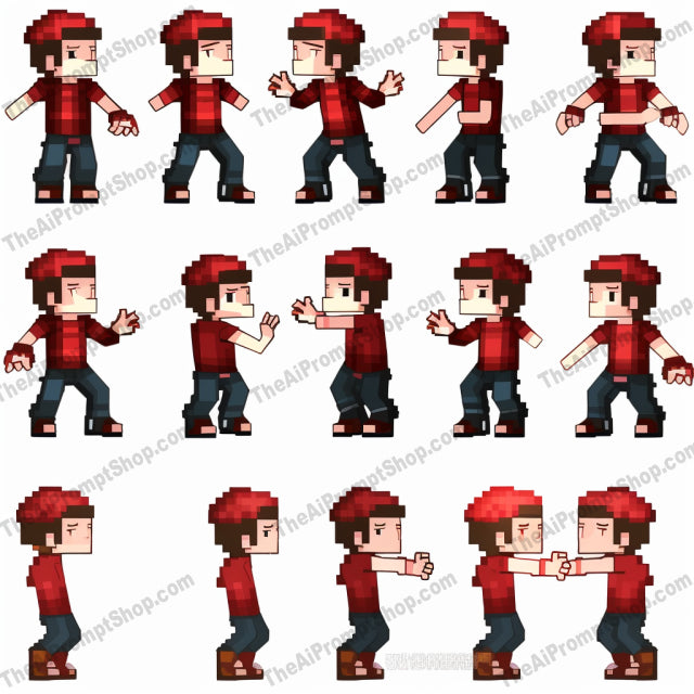 AI Midjourney Prompt for Pixelated Boy Poses