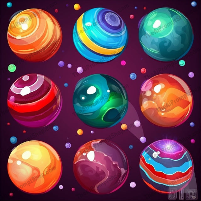 AI Midjourney Prompt for Candy-Coated Cartoon Planets