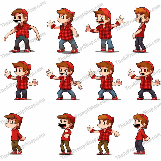 AI Midjourney Prompt for Pixelated Boy Poses