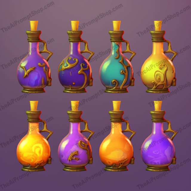 AI Midjourney Prompt for Dark Fairytale Potion Collection