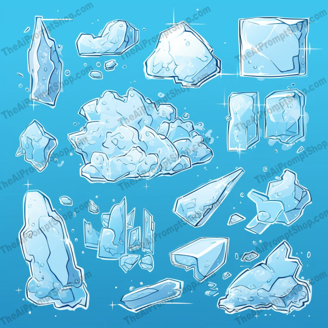 AI Midjourney Prompt for Flat Style Ice Elements