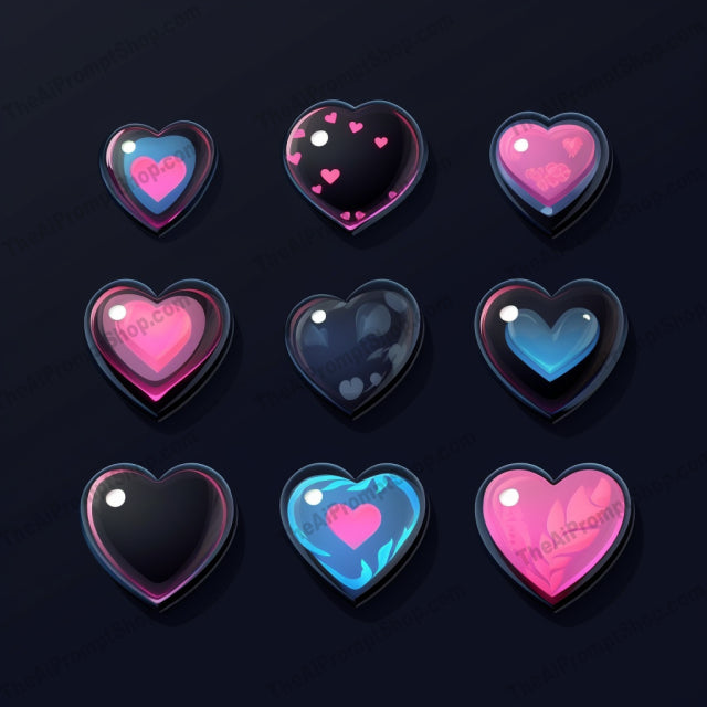 AI Midjourney Prompt for Animated Glass Heart Stickers