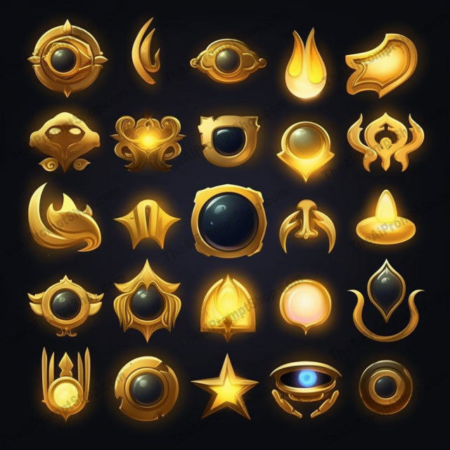 AI Midjourney Prompt for Dreamlike Golden Icons