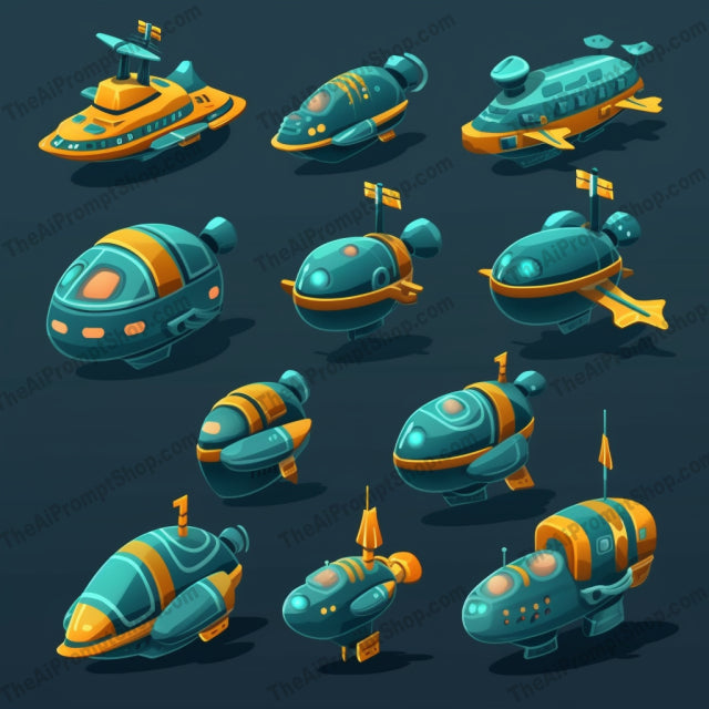 AI Midjourney Prompt for Cartoon Submarine Collection