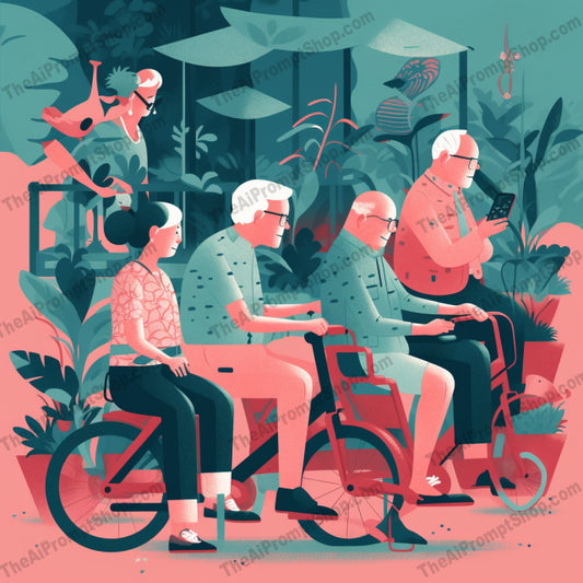 AI Midjourney Prompt for Illustrations - B163s -  Bike Rides and Beach Chairs