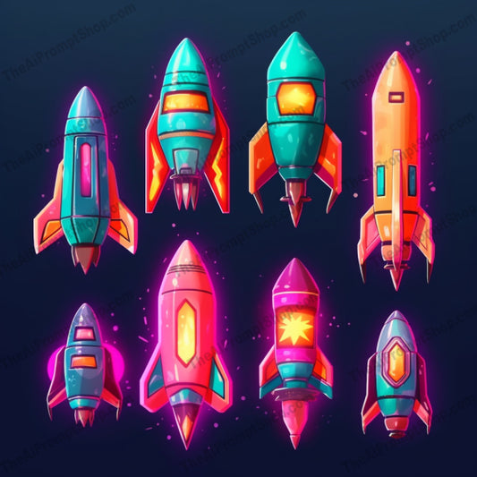 AI Midjourney Prompt for Colorful Cartoon Rockets