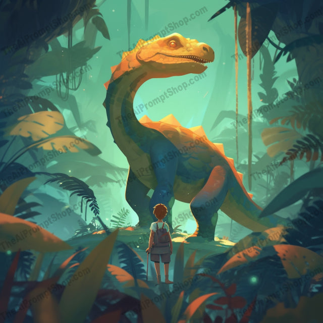 AI Midjourney Prompt for C53 - Storybook Illustrations - Dino Parenting Adventures