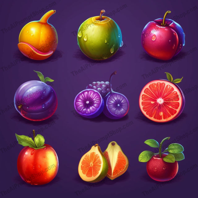 AI Midjourney Prompt for Realistic Fruit Icons