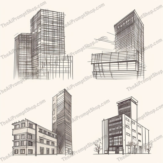 AI Midjourney Prompt for Illustrations - B137s -  Minimalist Cityscapes