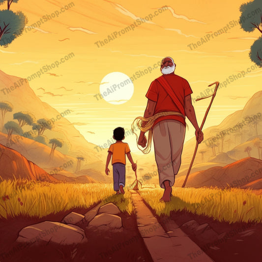 AI Midjourney Prompt for C44 - Storybook Illustrations - The Search for Son