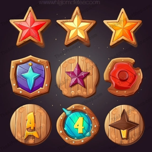 AI Midjourney Prompt for Ornamental Wooden Game Icons