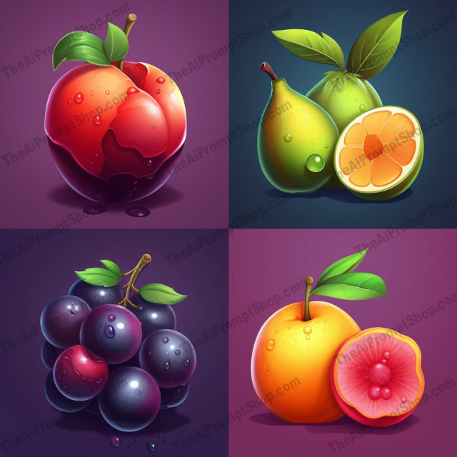 AI Midjourney Prompt for Realistic Fruit Icons