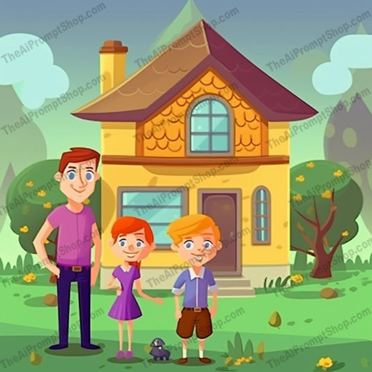 AI Midjourney Prompt for C247 - Storybook Illustrations - Cartoon Family Outdoors