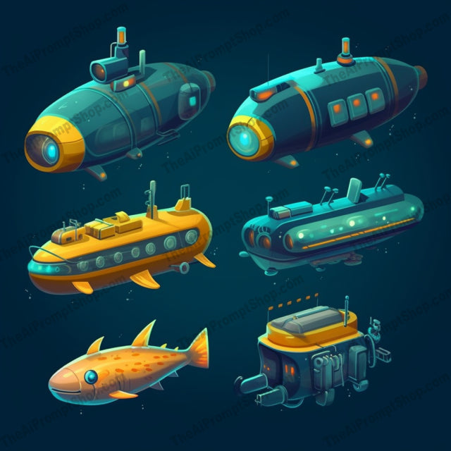 AI Midjourney Prompt for Playful Underwater Machines