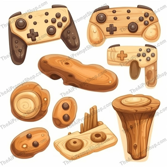 AI Midjourney Prompt for Nature-Inspired Wooden Game Controls