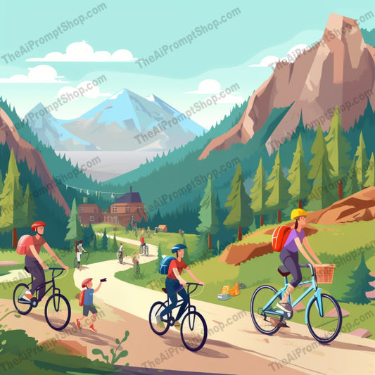 AI Midjourney Prompt for C149 - Storybook Illustrations - Mountain Biking Adventure