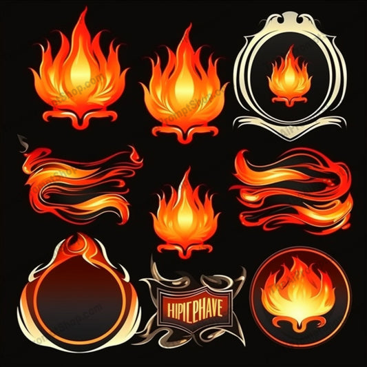 AI Midjourney Prompt for Game Assets - B36s -  Realistic Fire Illustrations