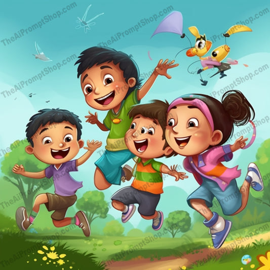 AI Midjourney Prompt for C253 - Storybook Illustrations - Colorful Kids Drawing