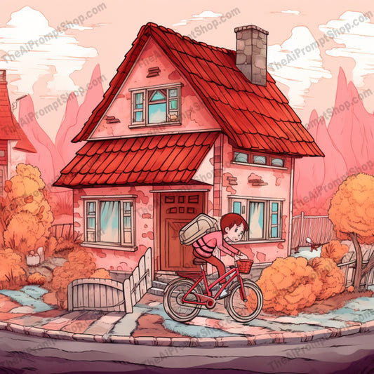 AI Midjourney Prompt for C246 - Storybook Illustrations - Boy and Bike