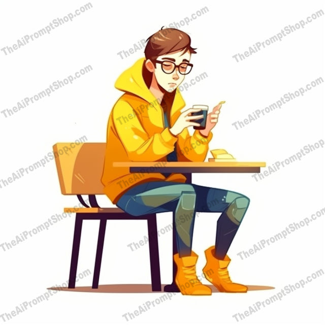 AI Midjourney Prompt for Coffee Loving Cartoon Teen