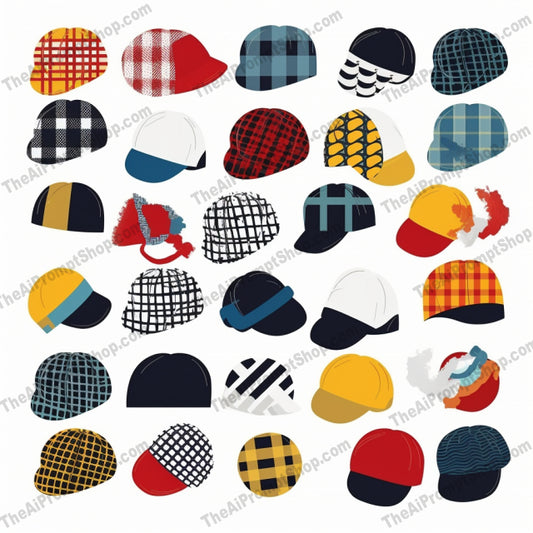 AI Midjourney Prompt for Clothing And Accessories - B266s -  Playful Hat Set