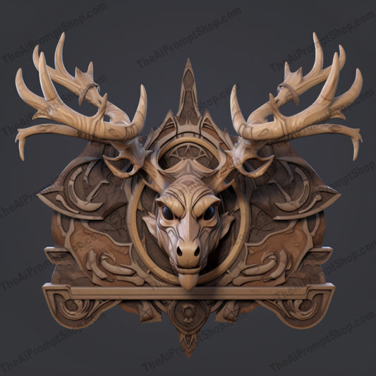 AI Midjourney Prompt for Deer Head for Weapon Chest Image