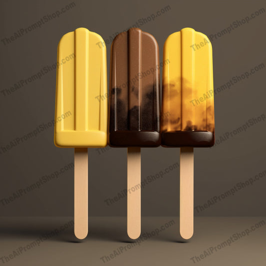 AI Midjourney Prompt for Food - B346s -  Ice Cream Pops on Sticks Set