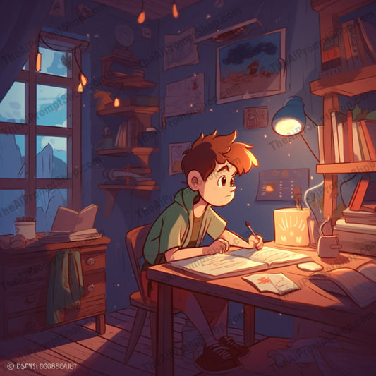 AI Midjourney Prompt for C263 - Storybook Illustrations - Study Space 2D Game Art