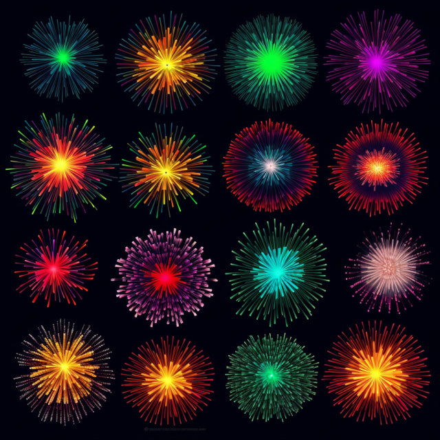 AI Midjourney Prompt for Psychedelic Fireworks Set