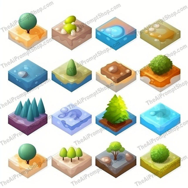 AI Midjourney Prompt for Gemstone Landscape Icons