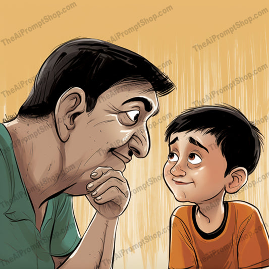 AI Midjourney Prompt for C198 - Storybook Illustrations - Father and Son Moment