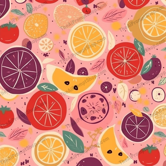 AI Midjourney Prompt for Patterns - B318s -  Citrusy Veggie Pattern