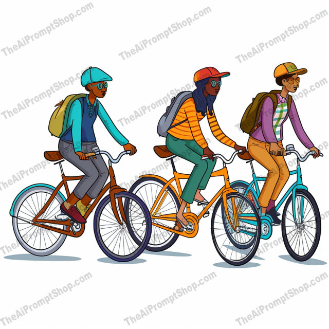 AI Midjourney Prompt for C152 - Storybook Illustrations - Bicycle Riders: Vector Illustration