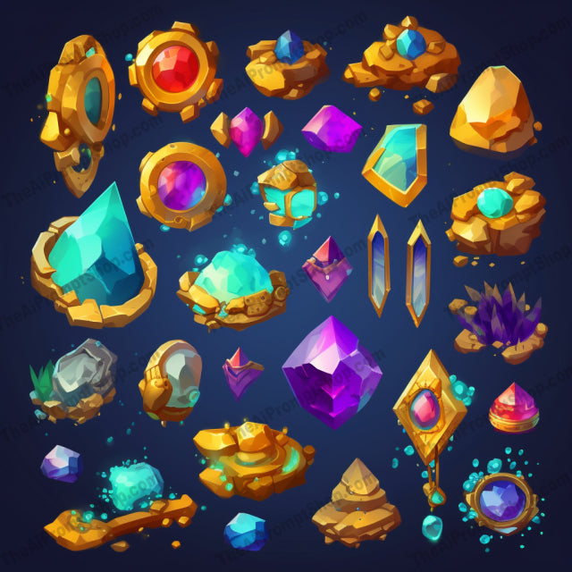 AI Midjourney Prompt for Golden Game Objects