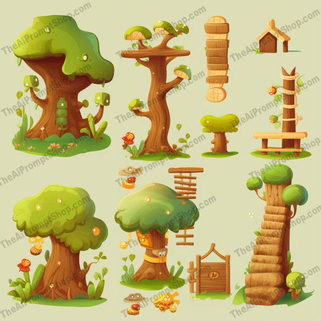 AI Midjourney Prompt for Cartoon Woods and Signs