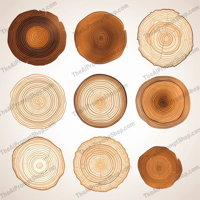 AI Midjourney Prompt for Isometrics - B287s -  Tree Stump Slice Set