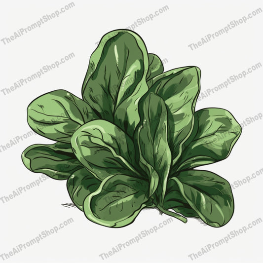 AI Midjourney Prompt for Food - B329s -  Fresh Spinach Leaves