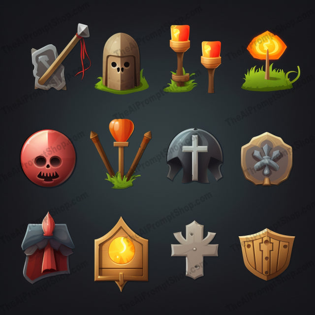 AI Midjourney Prompt for Dark Medieval Icons