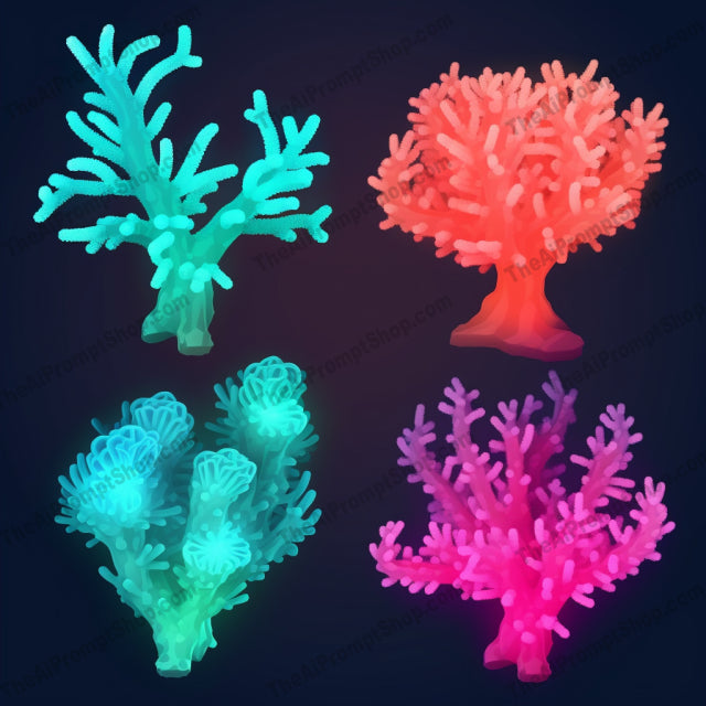 AI Midjourney Prompt for Glowing Coral Set