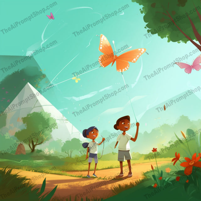 AI Midjourney Prompt for C210 - Storybook Illustrations - Kite-Flying Fun